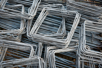 Stack of steel fixing at the building site
