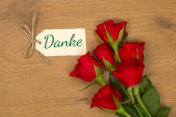 Rosen und Karte: Danke!