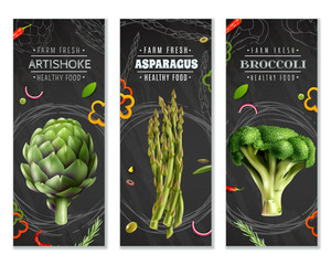 Healthy Food Vertical Banners With Vegetables