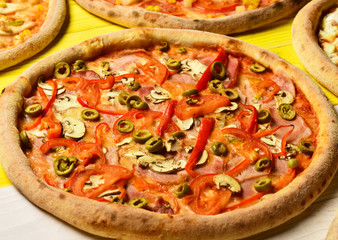 Delivery and italian cuisine. Take away food with crunchy edges