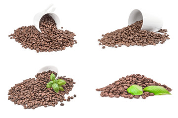 Group of coffee over a white background