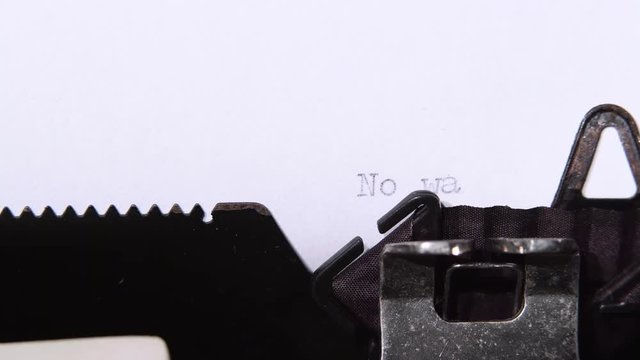 Word is no war , printed on a piece of paper. Close up