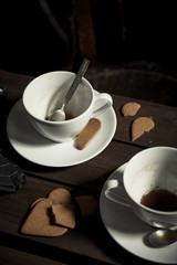 Finished cups of coffee