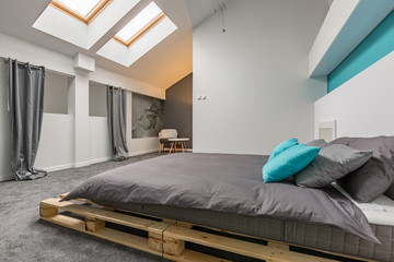 Bedroom with pallet bed