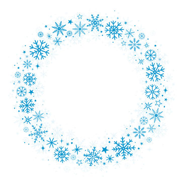 recommend clip art: blue frame with winter snowflakes