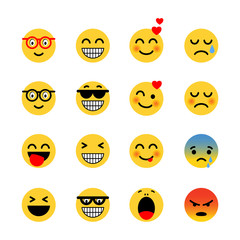 Set of emoticons. Expressions face icons simple flat illustration