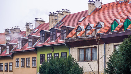 Houses in Budapest on a cold winter day