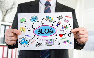 Blog concept shown by a businessman
