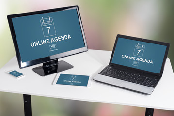 Online agenda concept on different devices