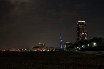 福岡西地区海岸風景の夜景