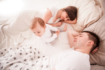 Tired and sleepy parents 