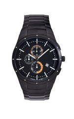  Black titanium wrist watch isolated on white