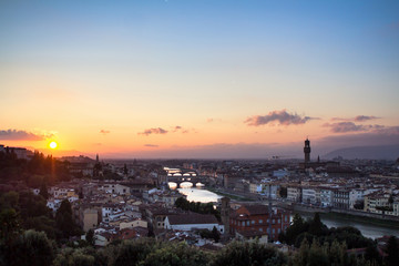 View of the Florence at sunset, Italy