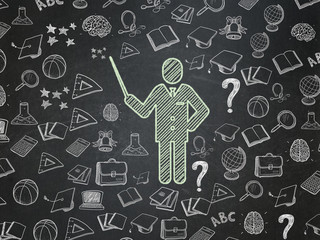 Education concept: Chalk Green Teacher icon on School board background with  Hand Drawn Education Icons, School Board