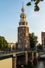 Fototapeta na wymiar Amsterdam city center with the Montelbaans tower
