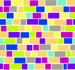 Bright Colorful Seamless Rough Brick Pattern