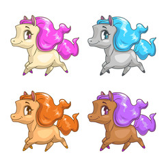 Little cute cartoon pony icons.