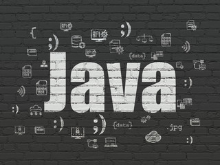 Software concept: Java on wall background