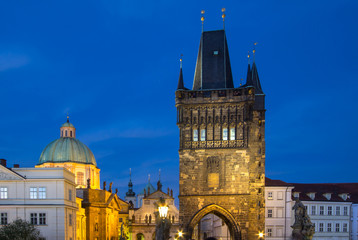 Fototapeta premium Charles Bridge tower architecture in twilight