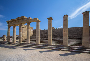 Fototapeta premium Ruins of ancient temple, Lindos, Rhodes island, Greece