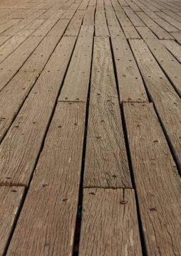 Old wooden deck background. Closeup view with details