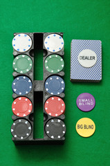 All the accessories needed for a poker game