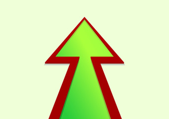 Christmas tree in the form of a arrow on a white background