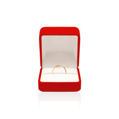 Wedding one ring in red box isolated on a white background