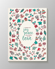 Merry Christmas cute doodle decoration icons card