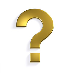 Question Mark in Gold Golden Color Symbol in Style. 3D Rendering Illustration