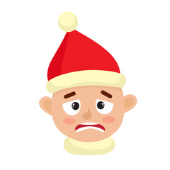 Little boy upset face expression isolated on white background.