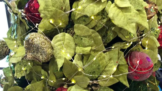 Decorated Christmas tree in the shopping center. Asia, Indonesia.