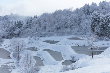 新潟県 蒲生の棚田  雪景色