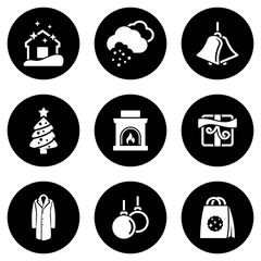 Set of simple icons on a theme Winter, vector, design, collection, flat, sign, symbol,element, object, illustration, isolated. White background