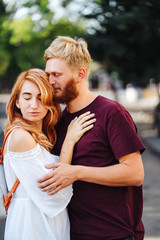 Fototapeta premium beautiful couple posing outdoors