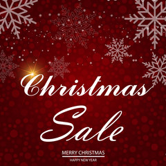 Christmas sale poster with falling snowflakes. Vector