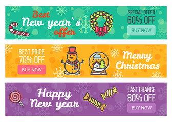 Color Sale Banners New Year Special Offer Buy Now