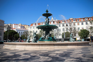 Fototapeta na wymiar Fontaine Praca Rossio Lisbonne Portugal