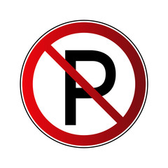 No parking sign. Forbidden red road sign isolated on white background. Prohibited no parking icon. No transportation button. Danger warning icon. Regulation sign. Vector illustration
