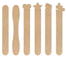 Isolated shaped ice cream wooden sticks