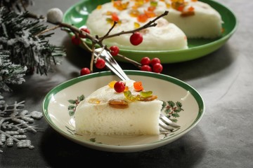 Vattayappam / Steamed Rice flour cake,Kerala Xmas food, selective focus