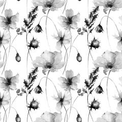 Tapeten Vintage Blumen Nahtloses Muster mit dekorativen Sommerblumen,