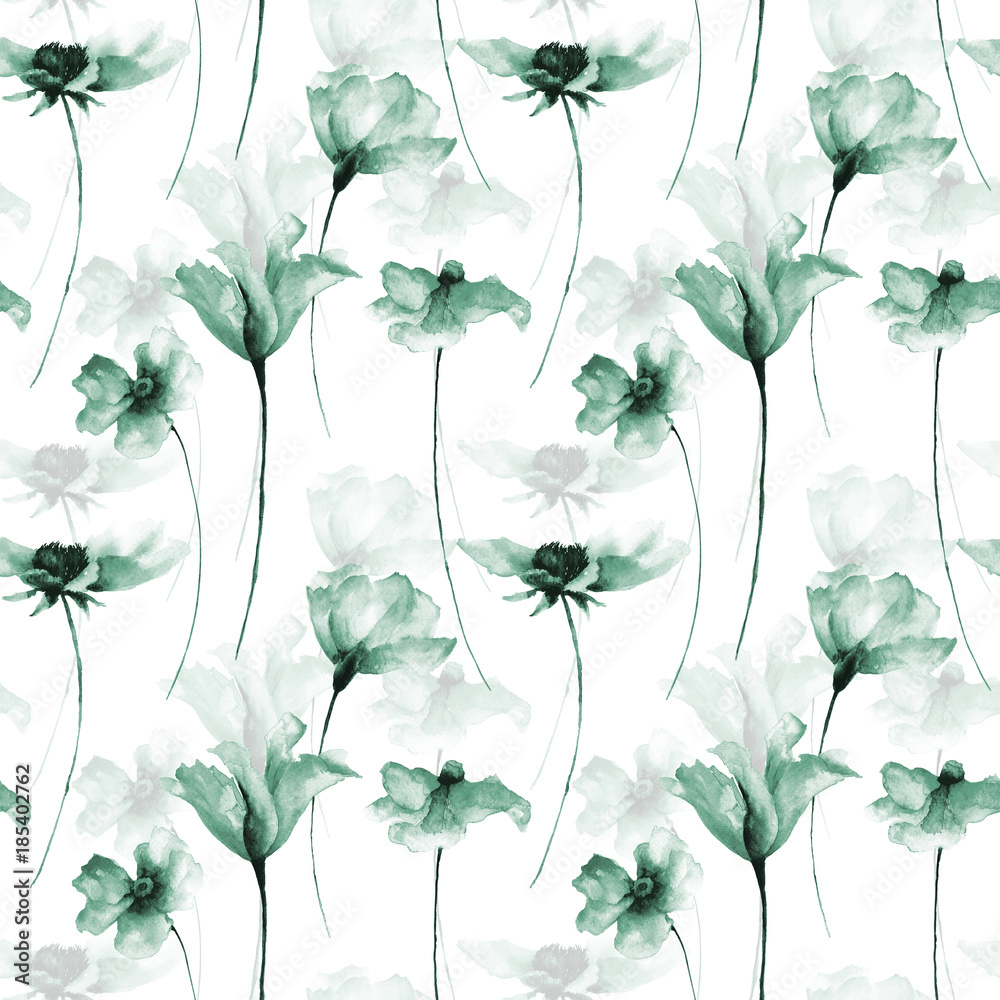 Wall mural Seamless pattern with Original flowers