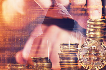 Computer hacker and Bitcoin cryptocurrency