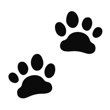 Dog paw print set. Paw icon.