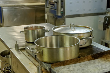 detail of a pot in a professional galley