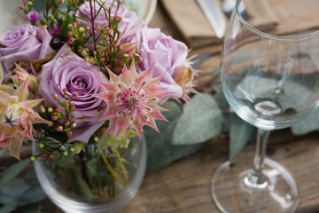 Flower with wine glass