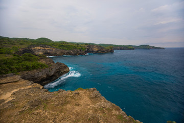 Coastline near Manta Point in Nusa Penida island next to Bali, Indonesia