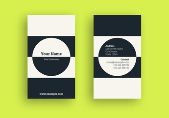 Business Card with a Circular and Stripe Two-Tone Layout
