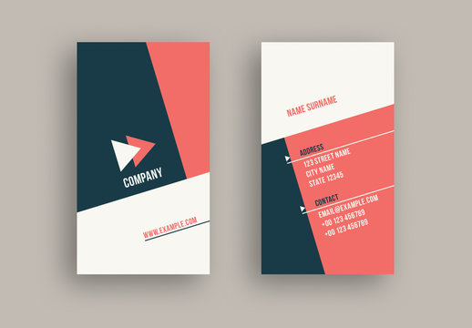 Business Card Layout with Diagonal Geometric Elements